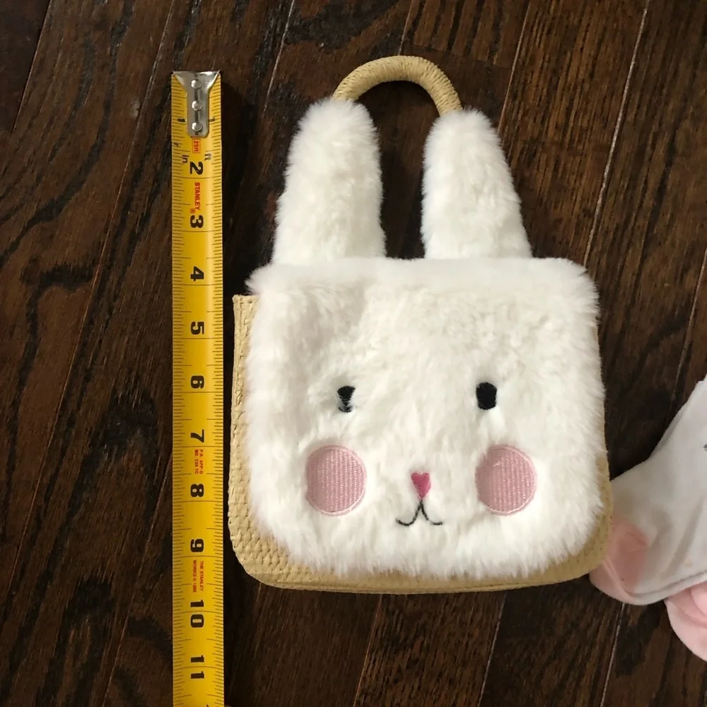 Easter Bundle x2: NEW W/TAGS! Cat & Jack Fuzzy Bunny Straw Purse & 6-12M Socks